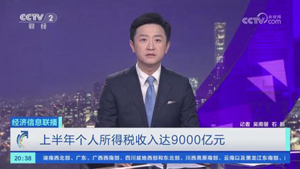 央视经济信息联播：上半年个人所得税收入达9000亿元