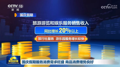 央视新闻联播：增值税发票数据显示：国庆假期服务消费需求旺盛 商品消费增势良好